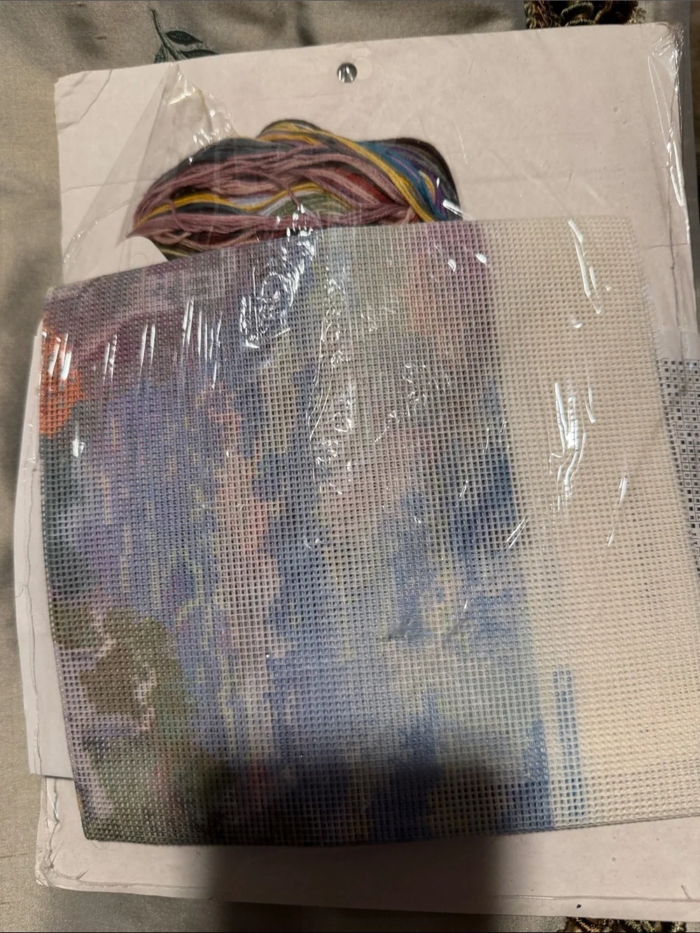 Thomas Kinkade Lamplight Brooke Needlepoint Art - Blue, Green, Red, Yellow